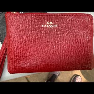 Coach red wristlet